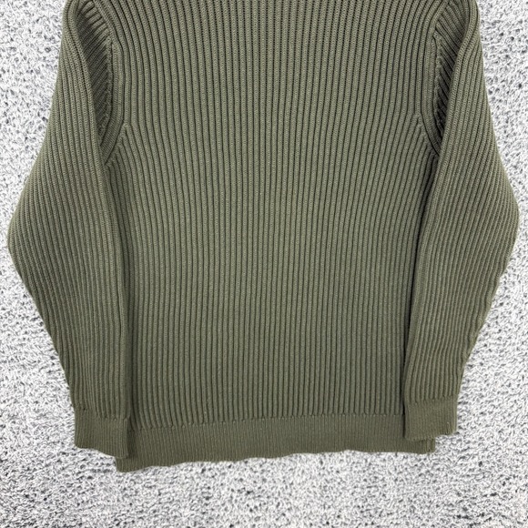 L.L.Bean Sweater Mens 2XL Olive Green Rib Knit Cotton Crewneck Pullover Heavy - Picture 9 of 13